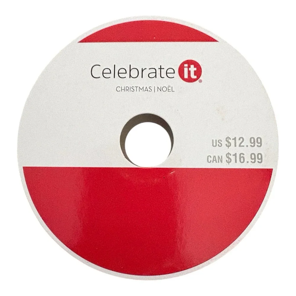 Christmas Writing No Peeking Red‎ White Wired Ribbon 5/8 In X 30ft Christmas 3pk